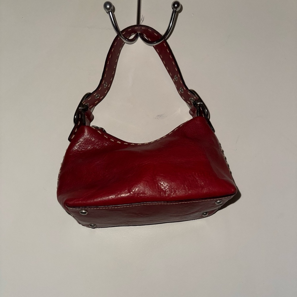 Red Leather Mini Y2K Shoulder Bag
